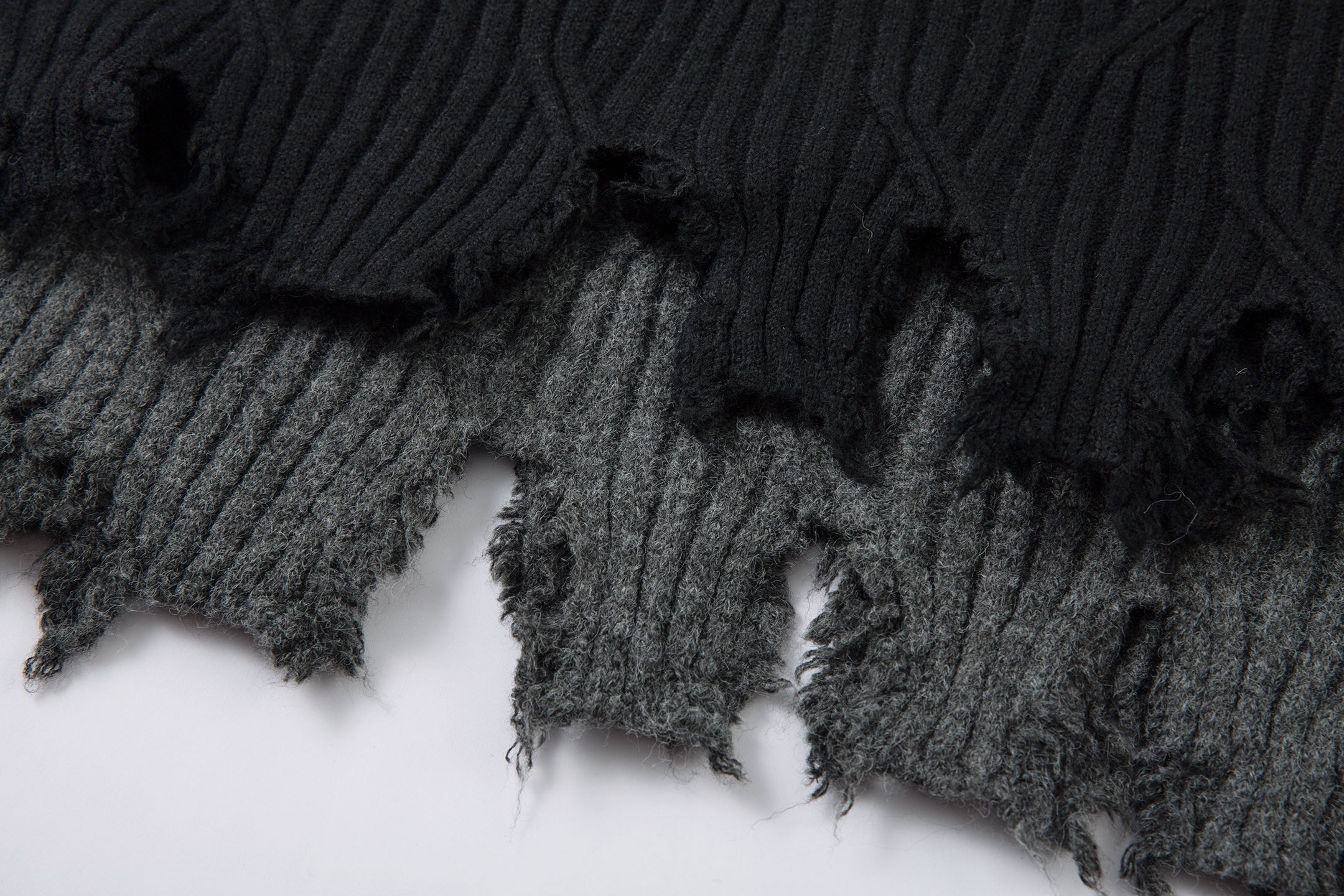 Distressed Ribbed Henley Knit Sweater | Grunge Streetwear