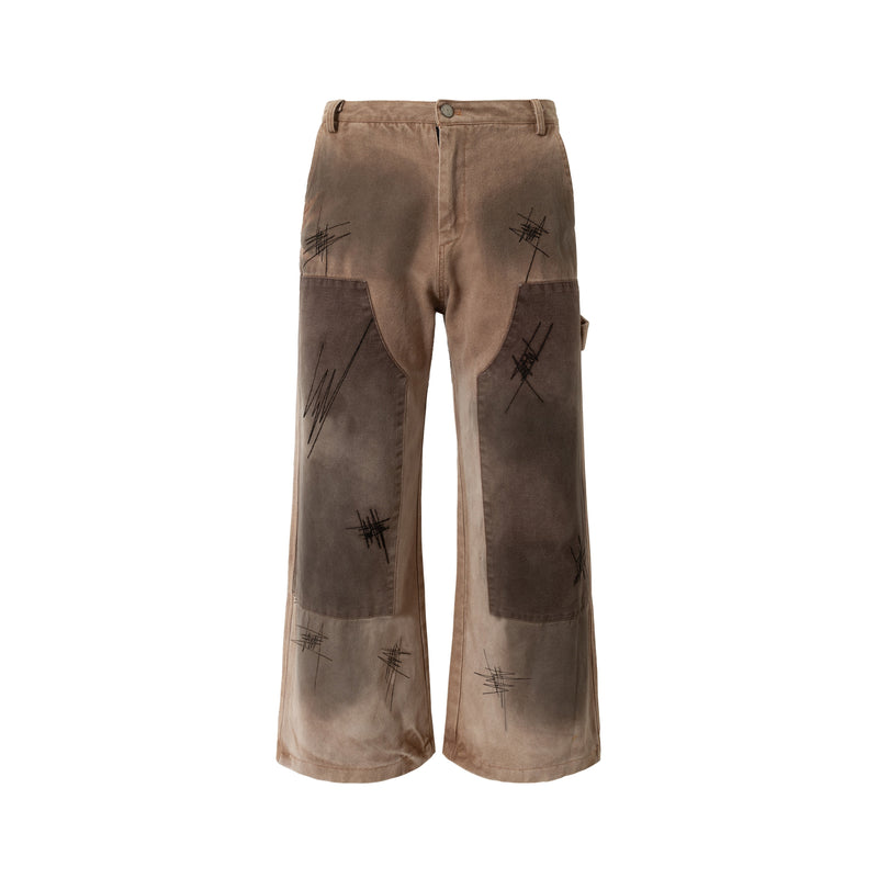 Omirad Spray-Dye Patchwork Wide-Leg Cargo Jeans | SEAKOFF