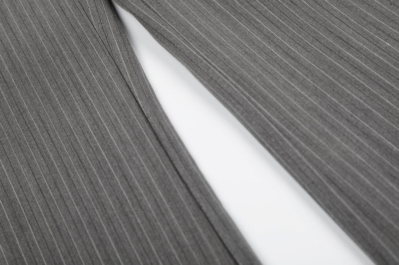 Pinstripe Wide-Leg Pants with Music Staff Graphic | Omirad