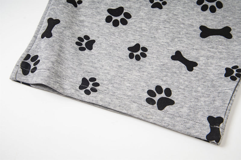 Paw Print Wide-Leg Lounge Pants | Dog Bone Streetwear Sweats