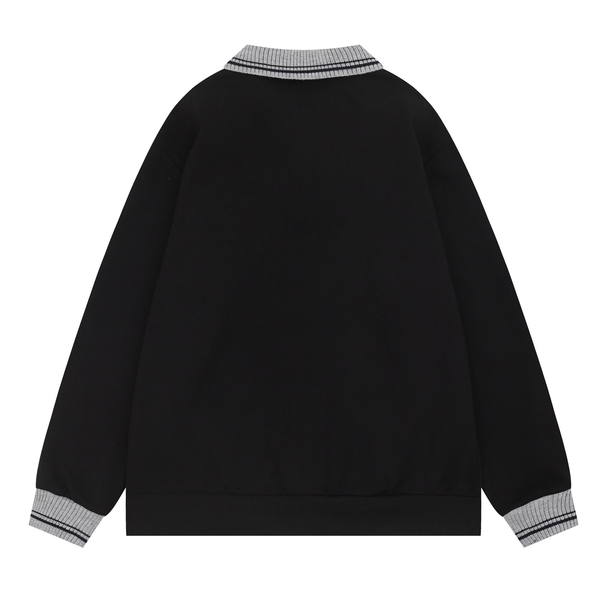 Classic Knit-Collar Polo Sweatshirt | Varsity Style