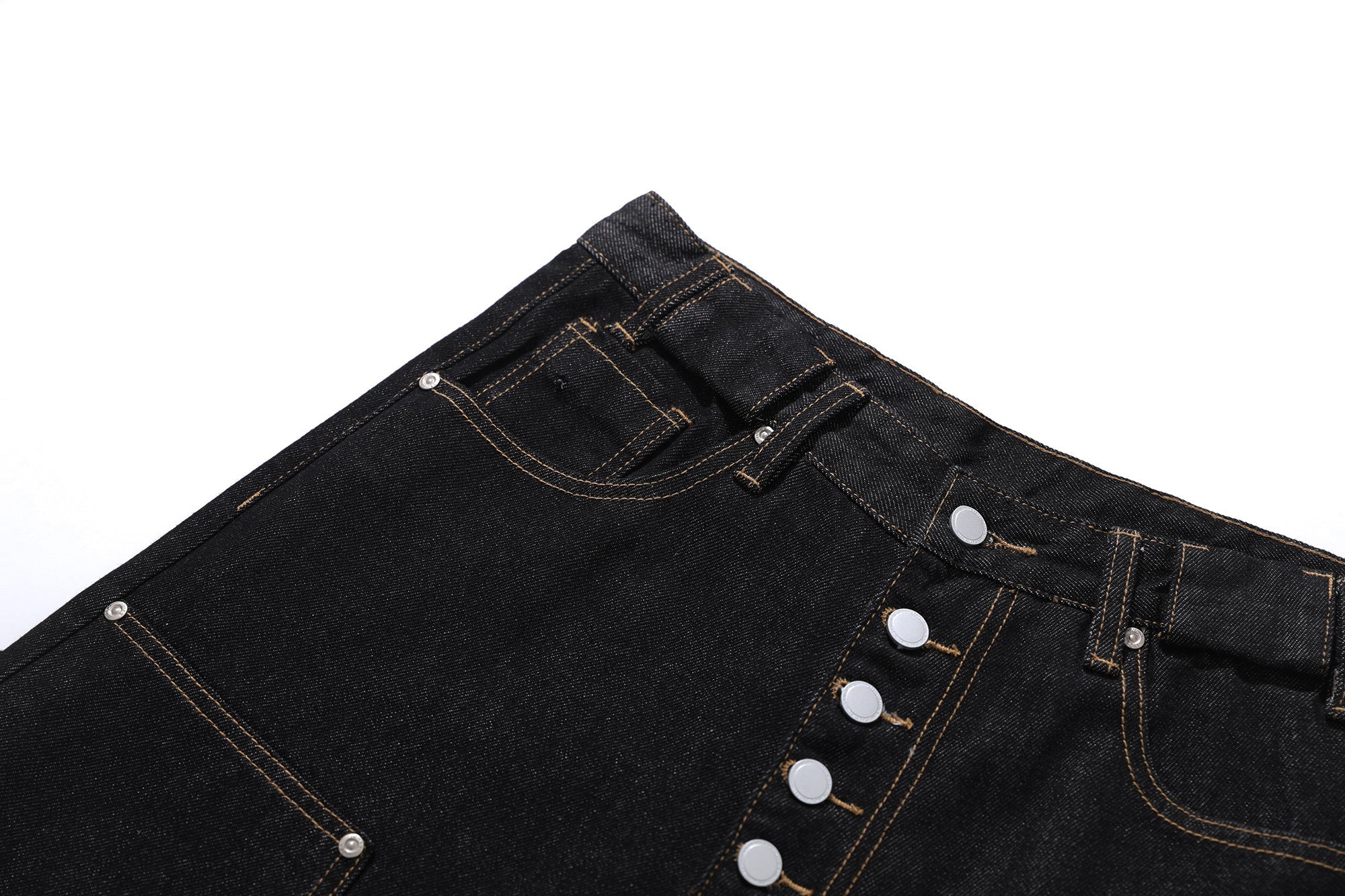 Omirad Multi-Pocket Wide-Leg Cargo Denim Pants | Black
