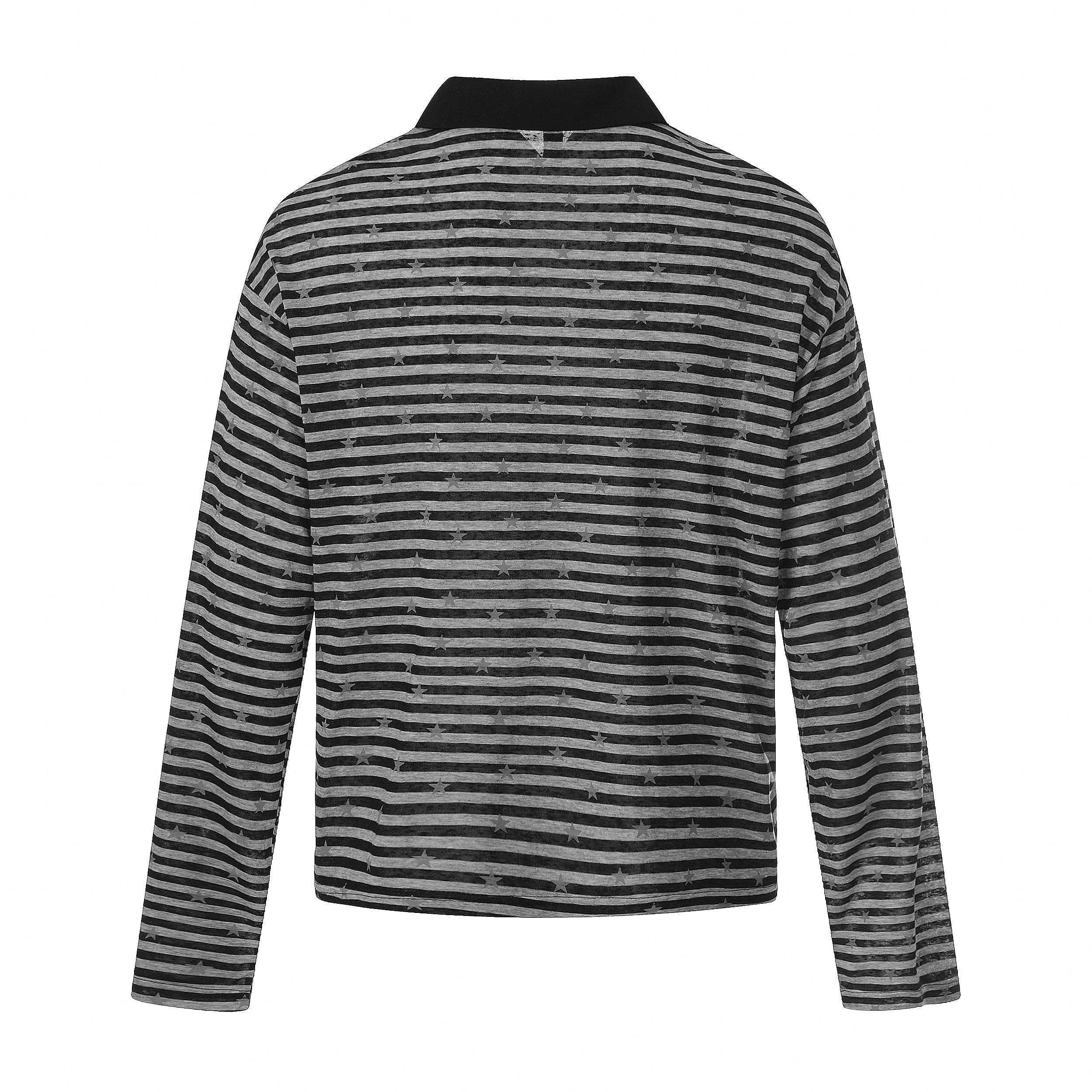 Omirad Star Stripe Long Sleeve Polo | Streetwear Polo Shirt