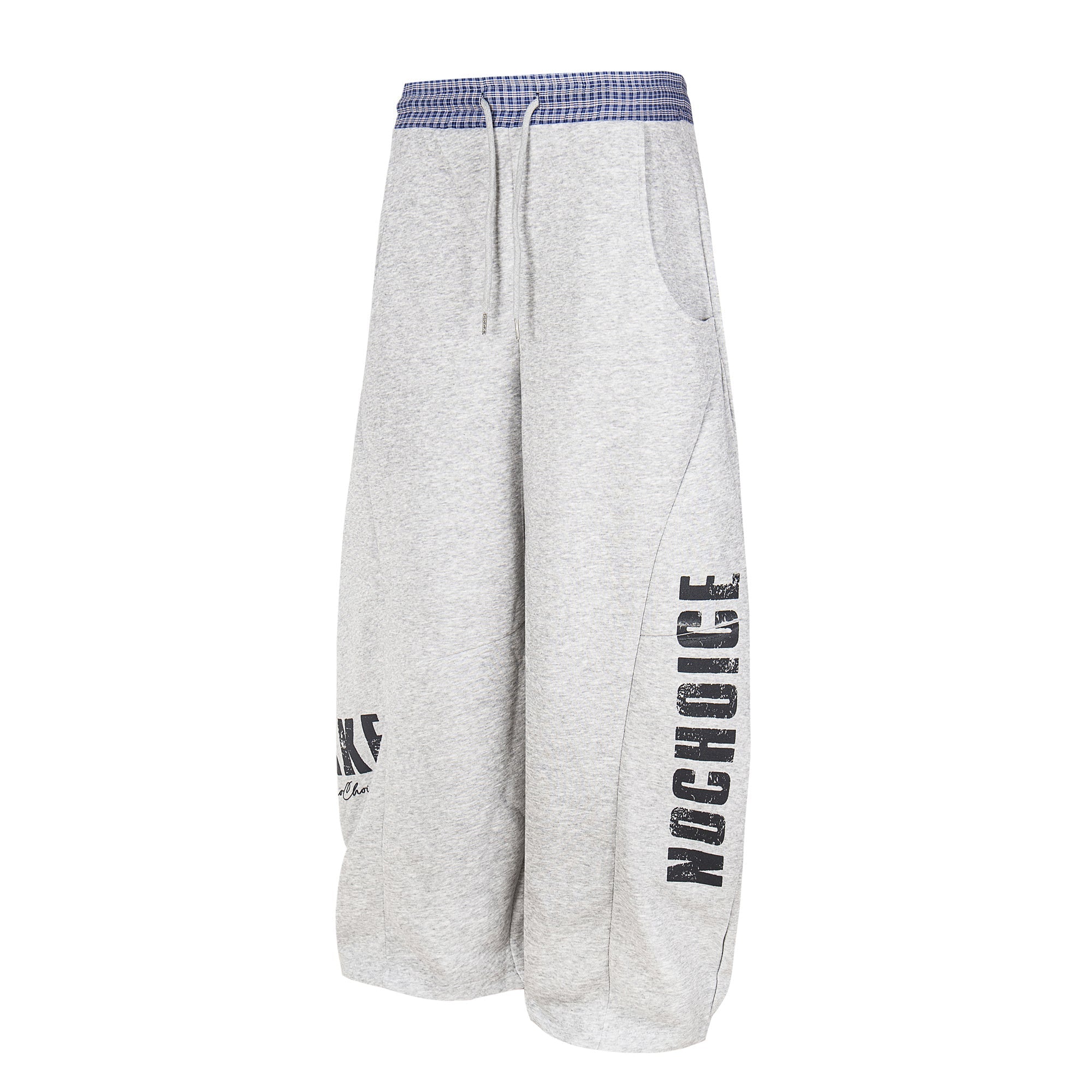 Double-Waist Checkered Print Wide-Leg Track Pants | Y2K Streetwear