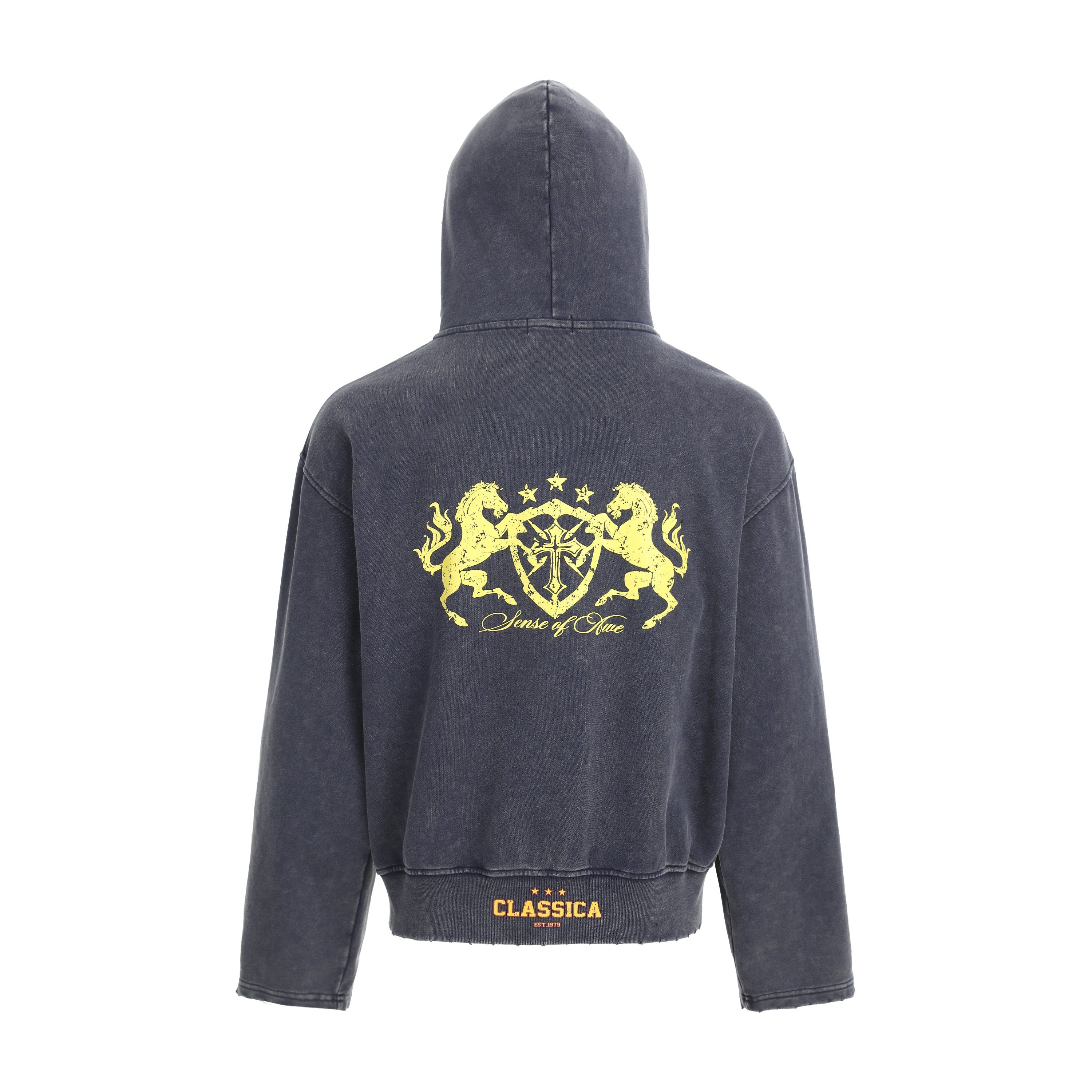 Omirad Vintage Crest Zip Hoodie | 100% Cotton Washed