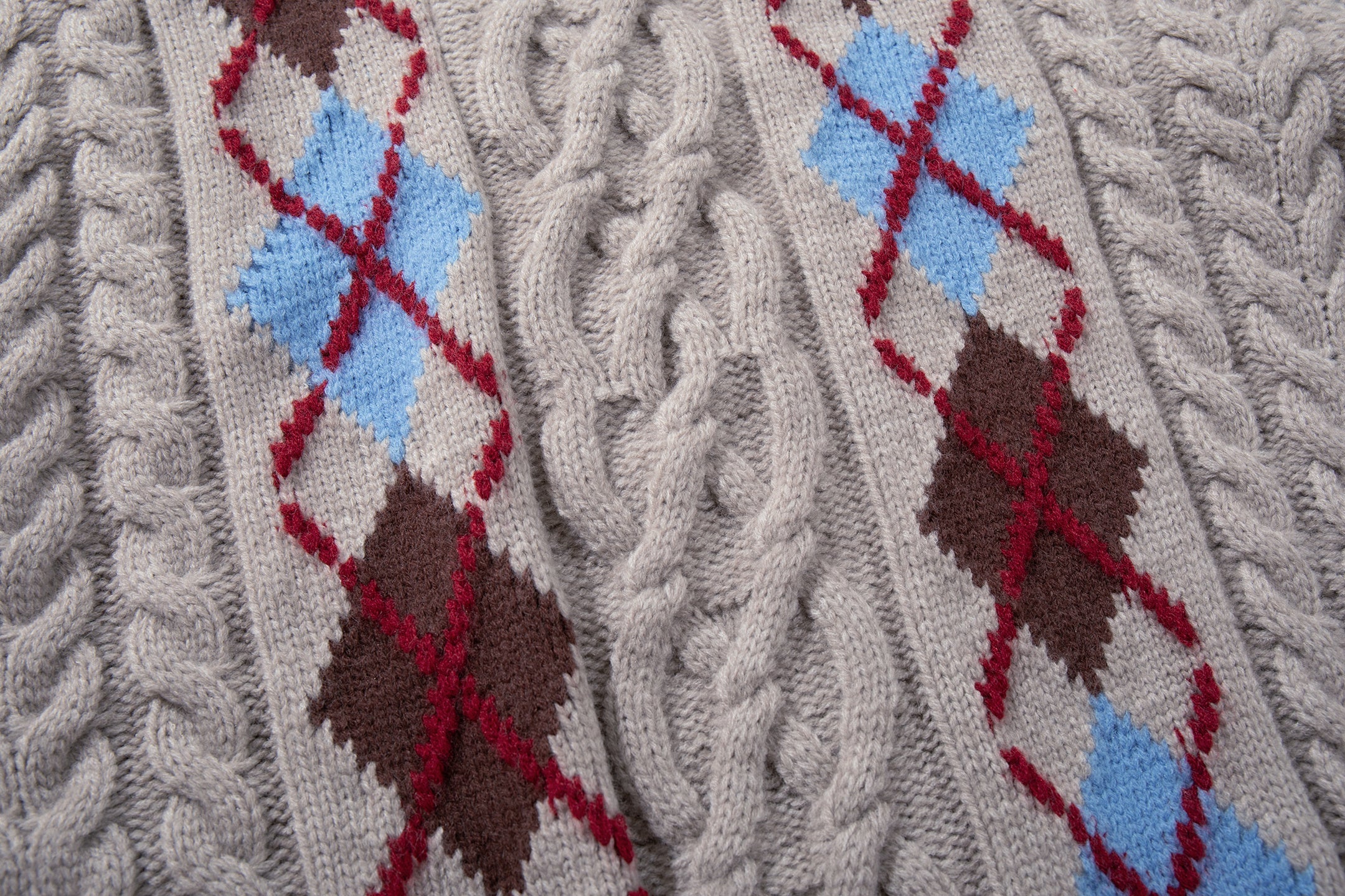 Argyle Cable Knit Sweater | Vintage Diamond Panel Pullover