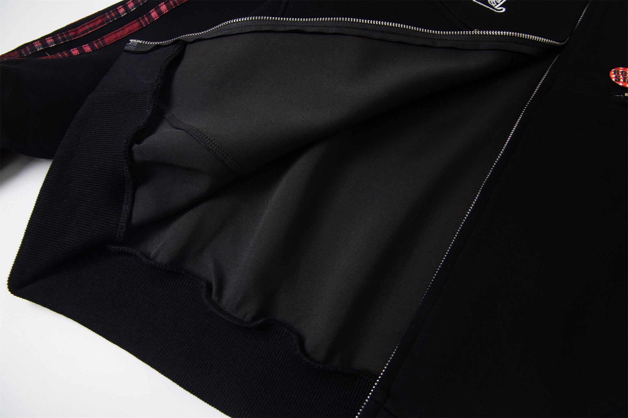Omirad Plaid-Trim Track Jacket with Embroidered Logo & Pins