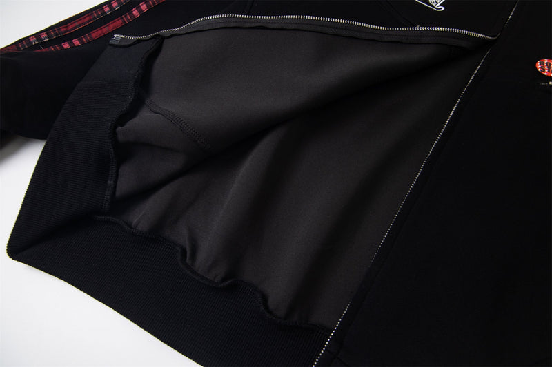 Omirad Plaid-Trim Track Jacket with Embroidered Logo & Pins