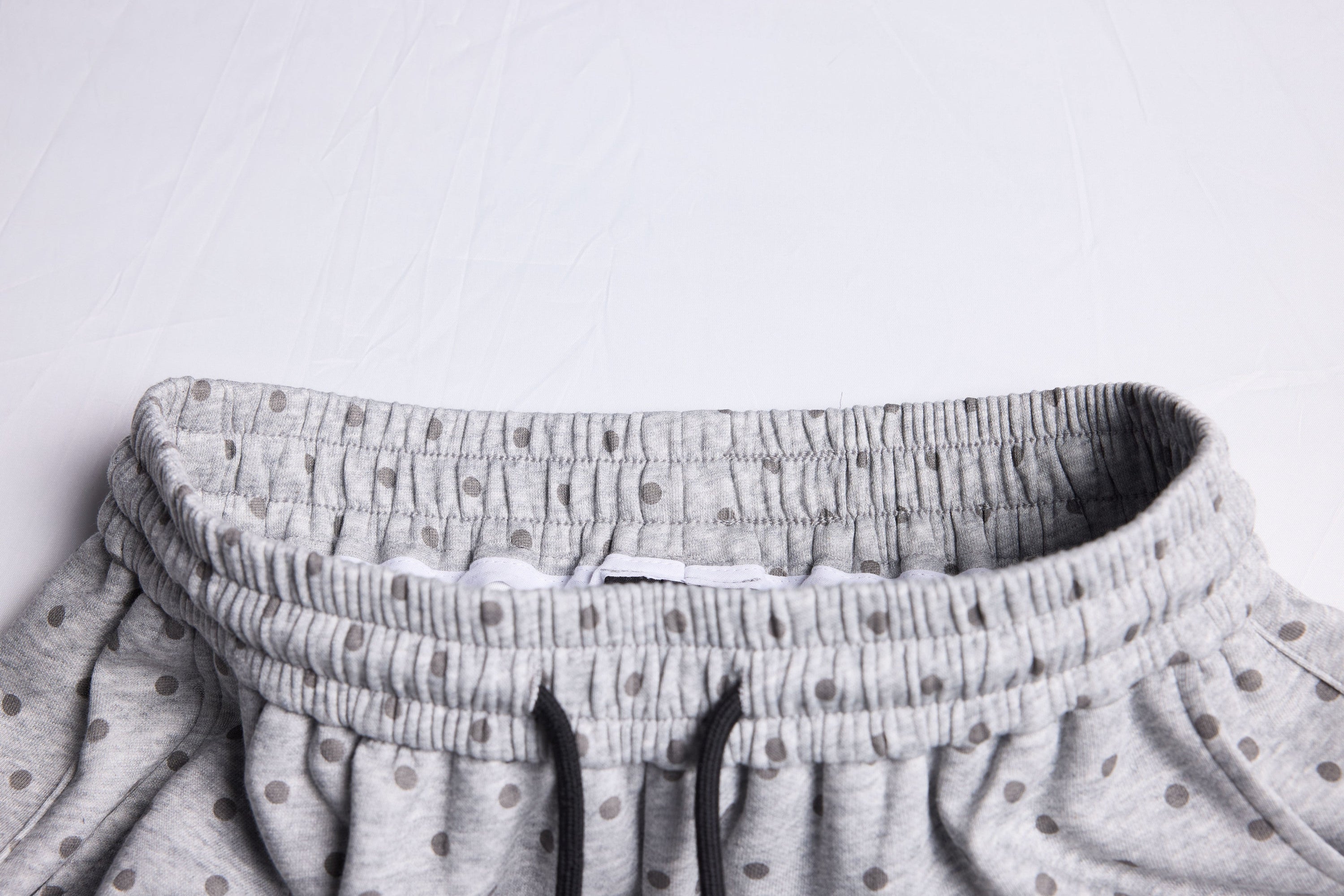Polka Dot Wide-Leg Sweatpants with Stripe Detail | Omirad