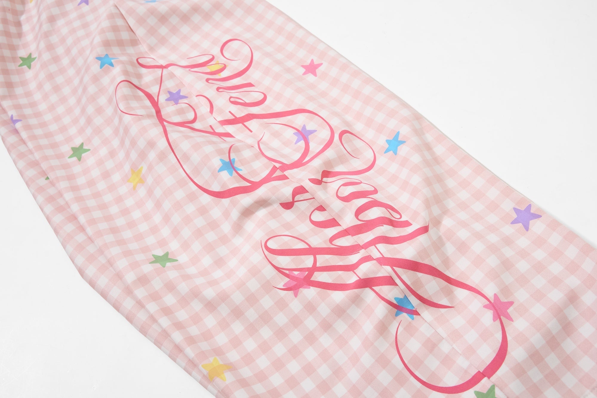 Pastel Gingham Balloon Pants | Y2K Wide-Leg Star Print