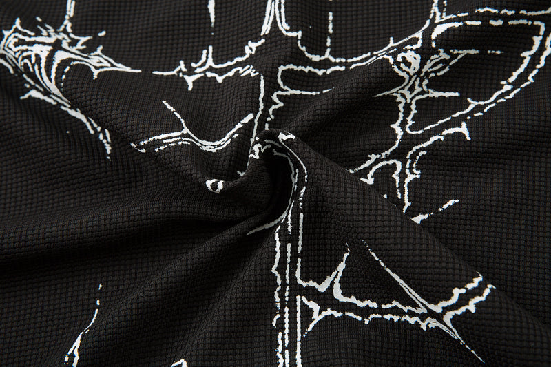 Gothic Vampire Graphic Layered Polo Long Sleeve Shirt