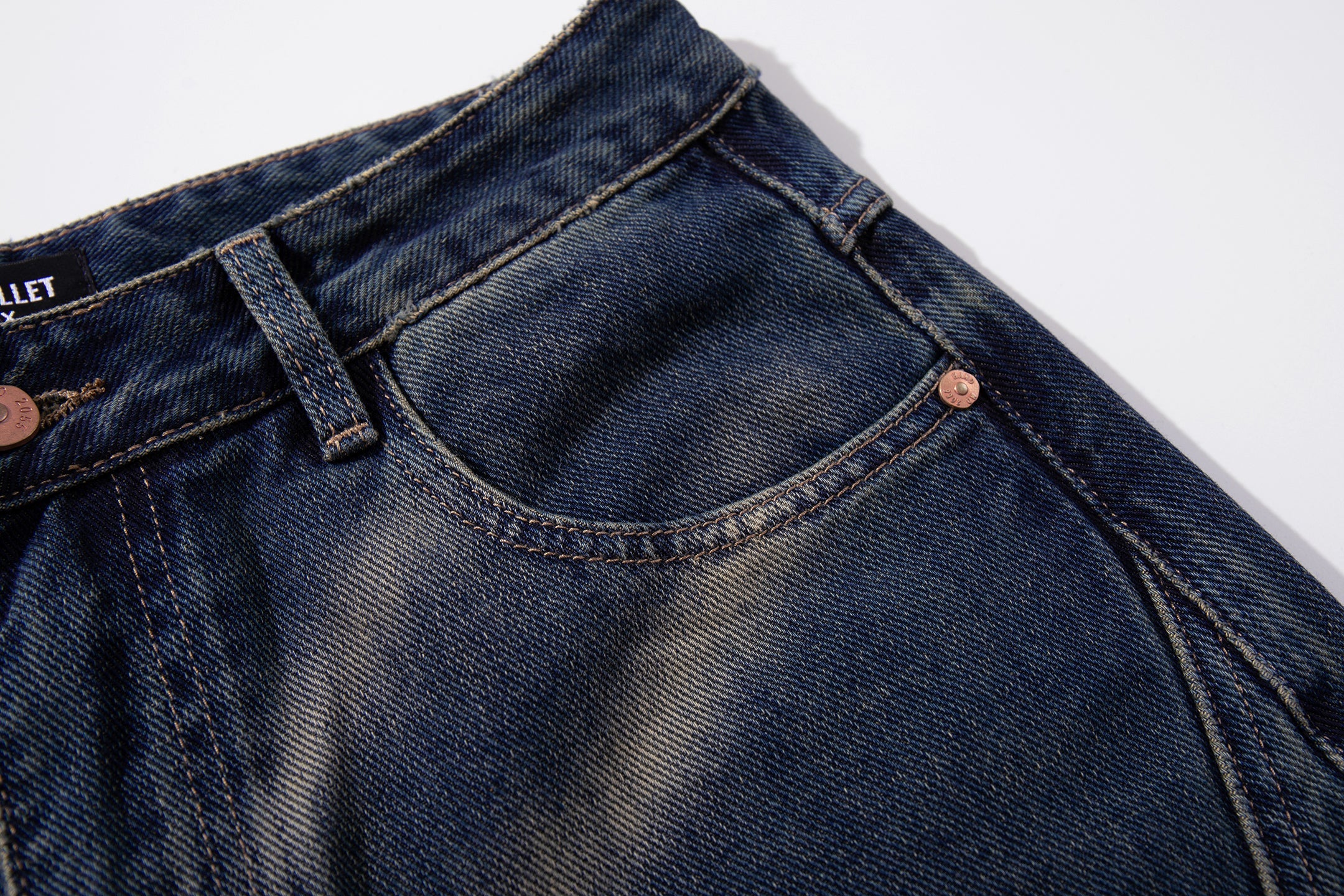 Curve-Panel Smoke-Fade Wide-Leg Jeans | Vintage Blue Denim