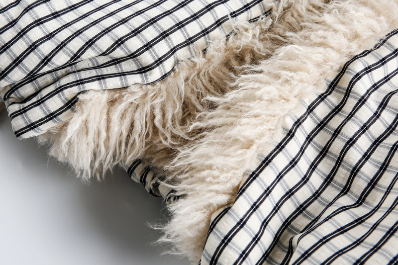 Checkered Faux-Fur Lined Oversized Jacket | SEAKOFF