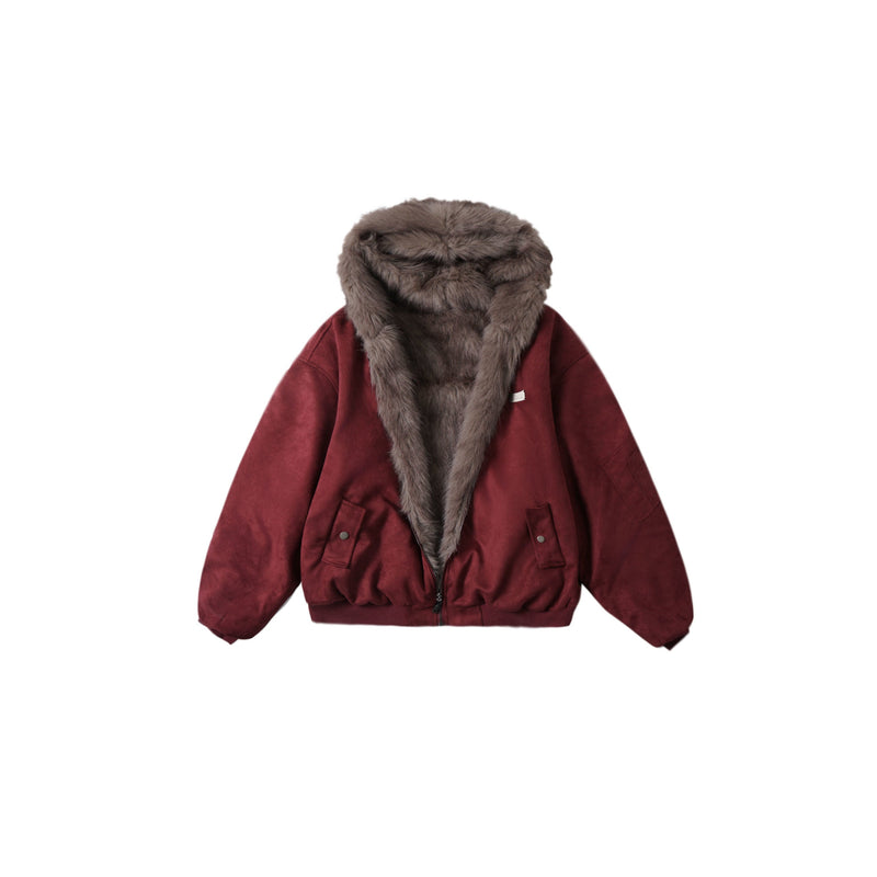 Omirad Reversible Faux Fur Hooded Jacket | Two Looks in One