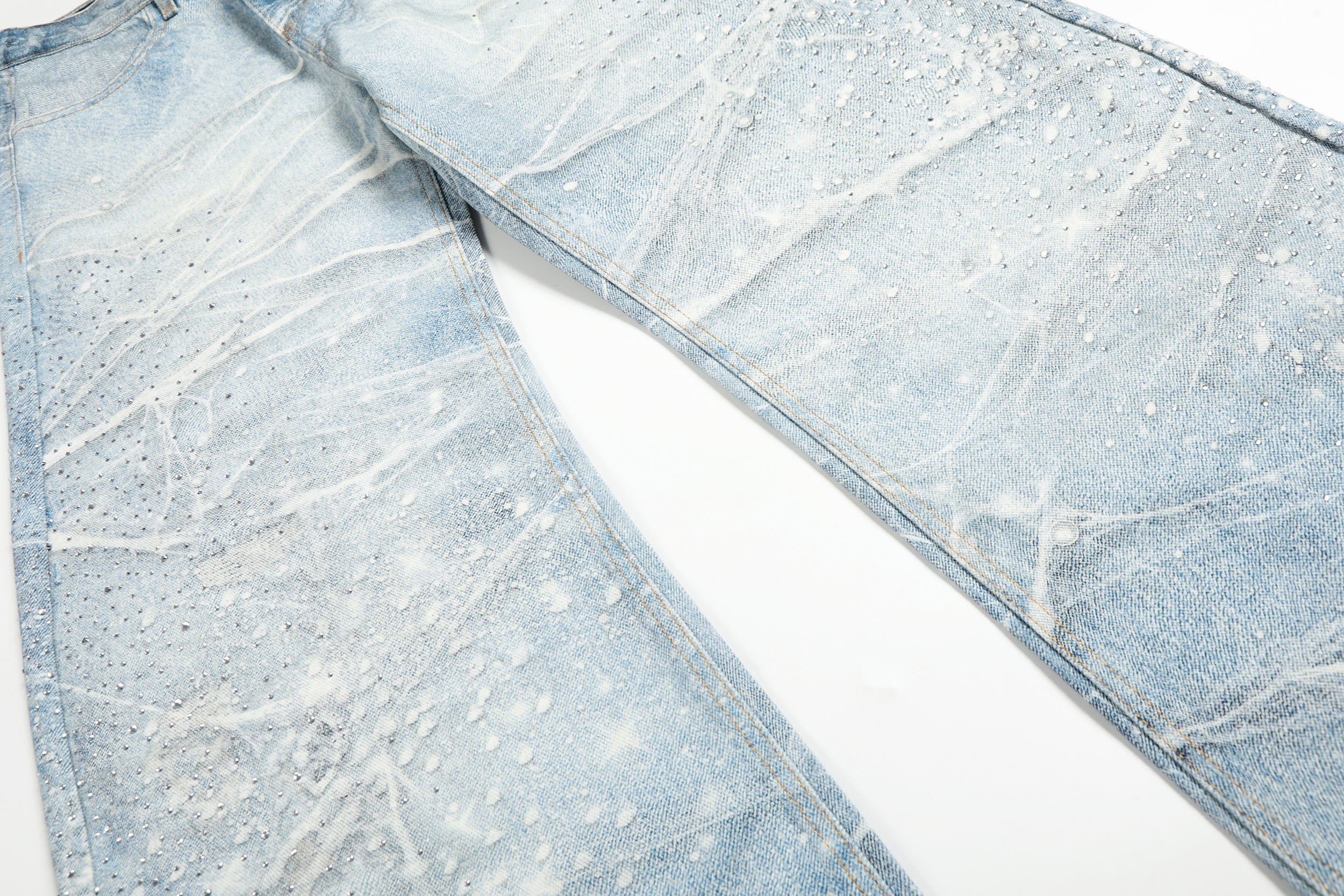 Omirad Ice Web Wide-Leg Jeans | Frosted Spiderweb Denim