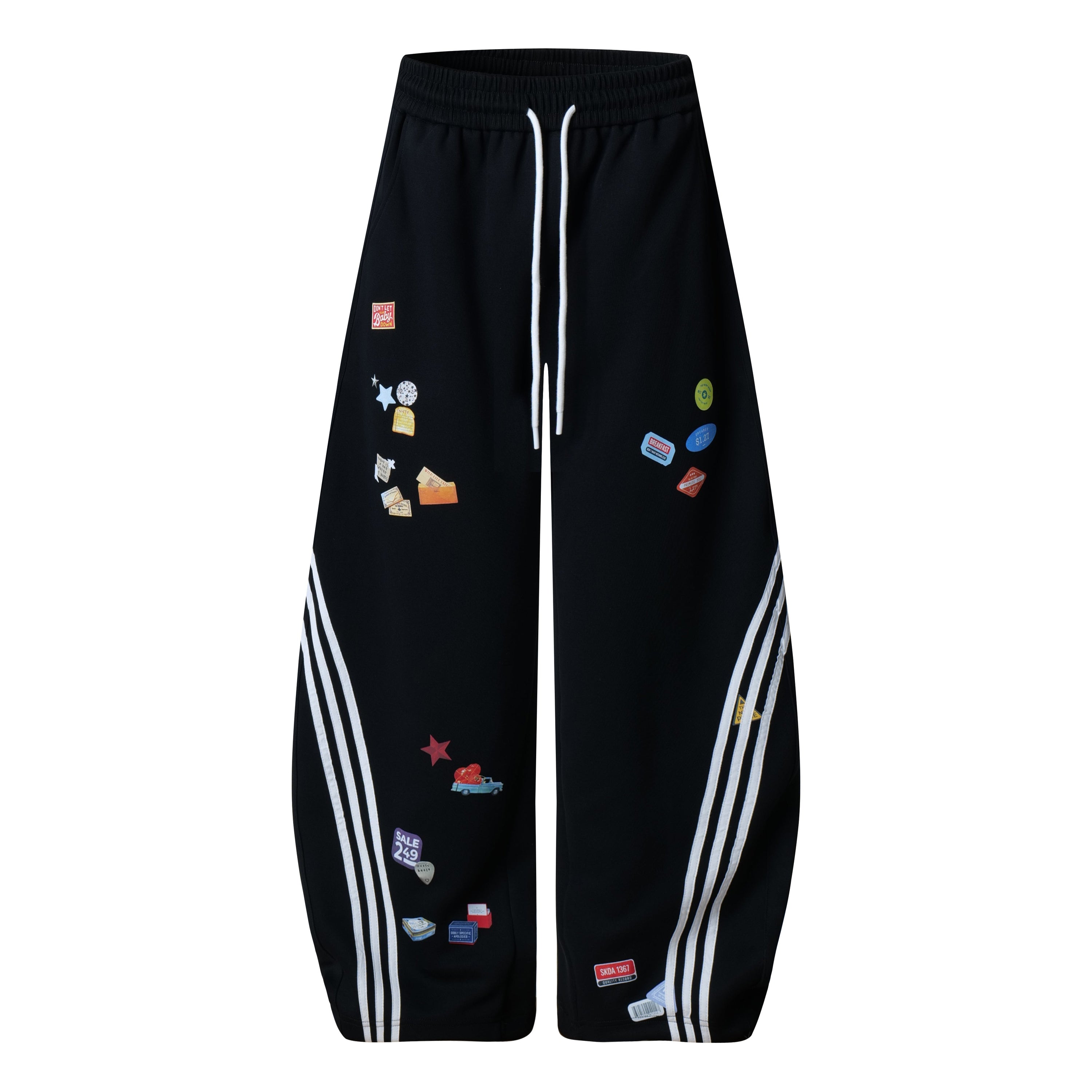 Omirad Patch Graphic Track Pants | Wide-Leg Streetwear