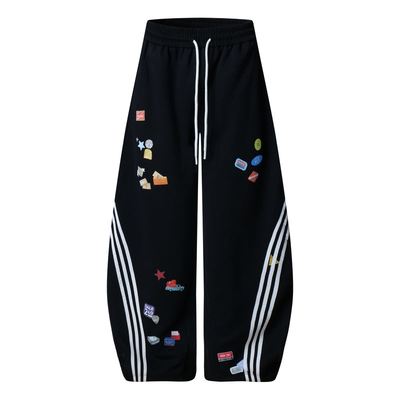 Omirad Patch Graphic Track Pants | Wide-Leg Streetwear