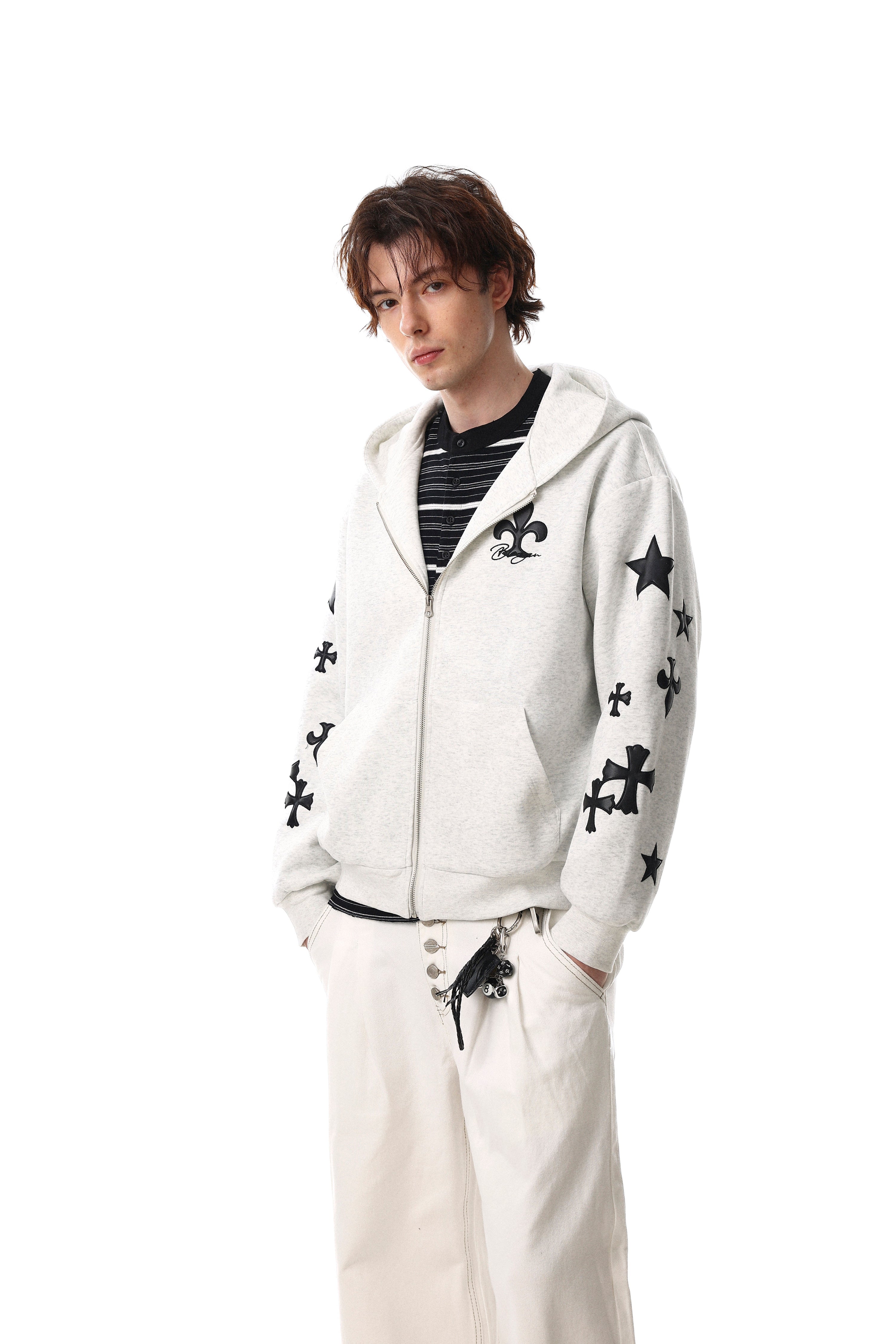 Cross Emblem Zip-Up Hoodie | Streetwear Graphic Hoodie