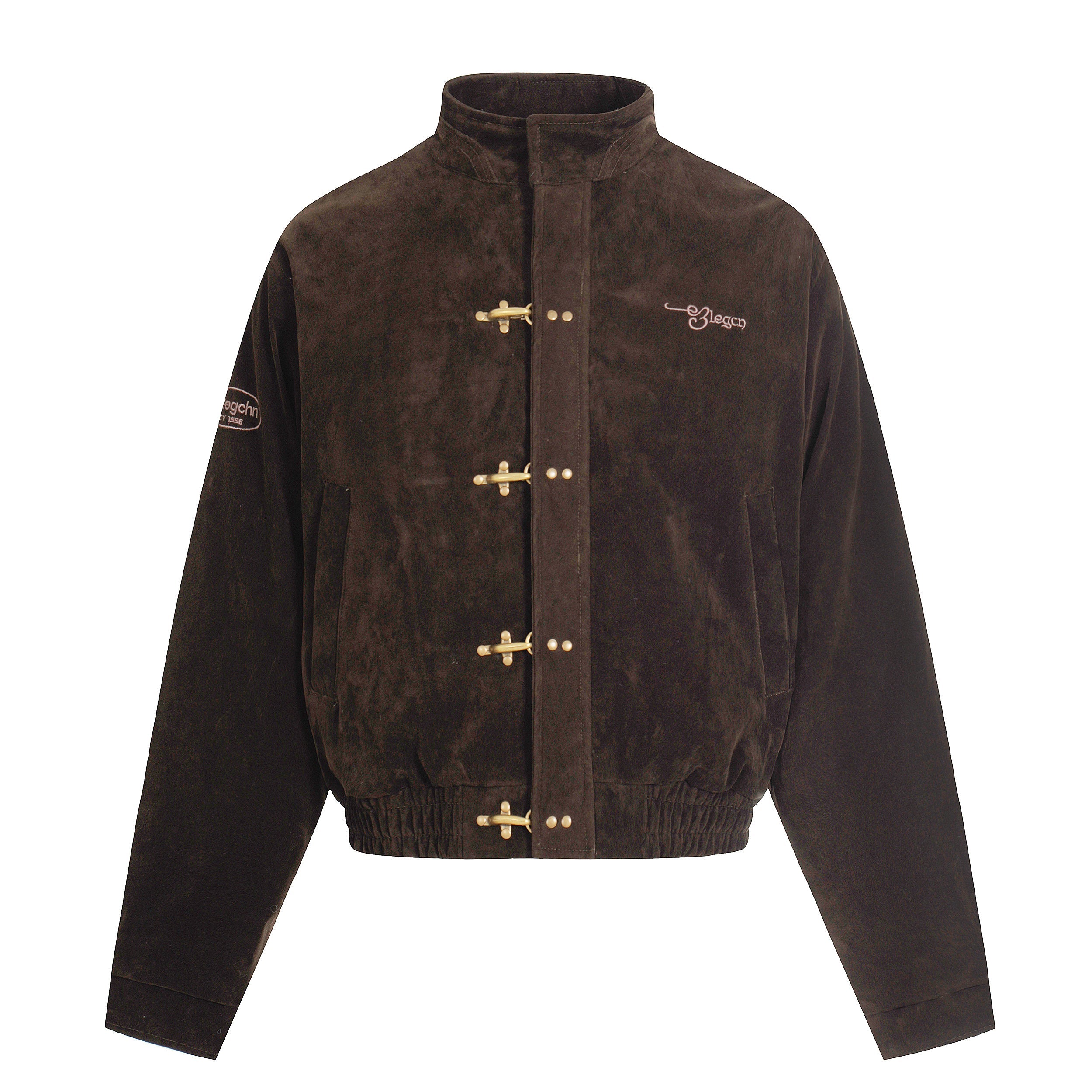Omirad Embroidered Suede Metal Clasp Bomber Jacket