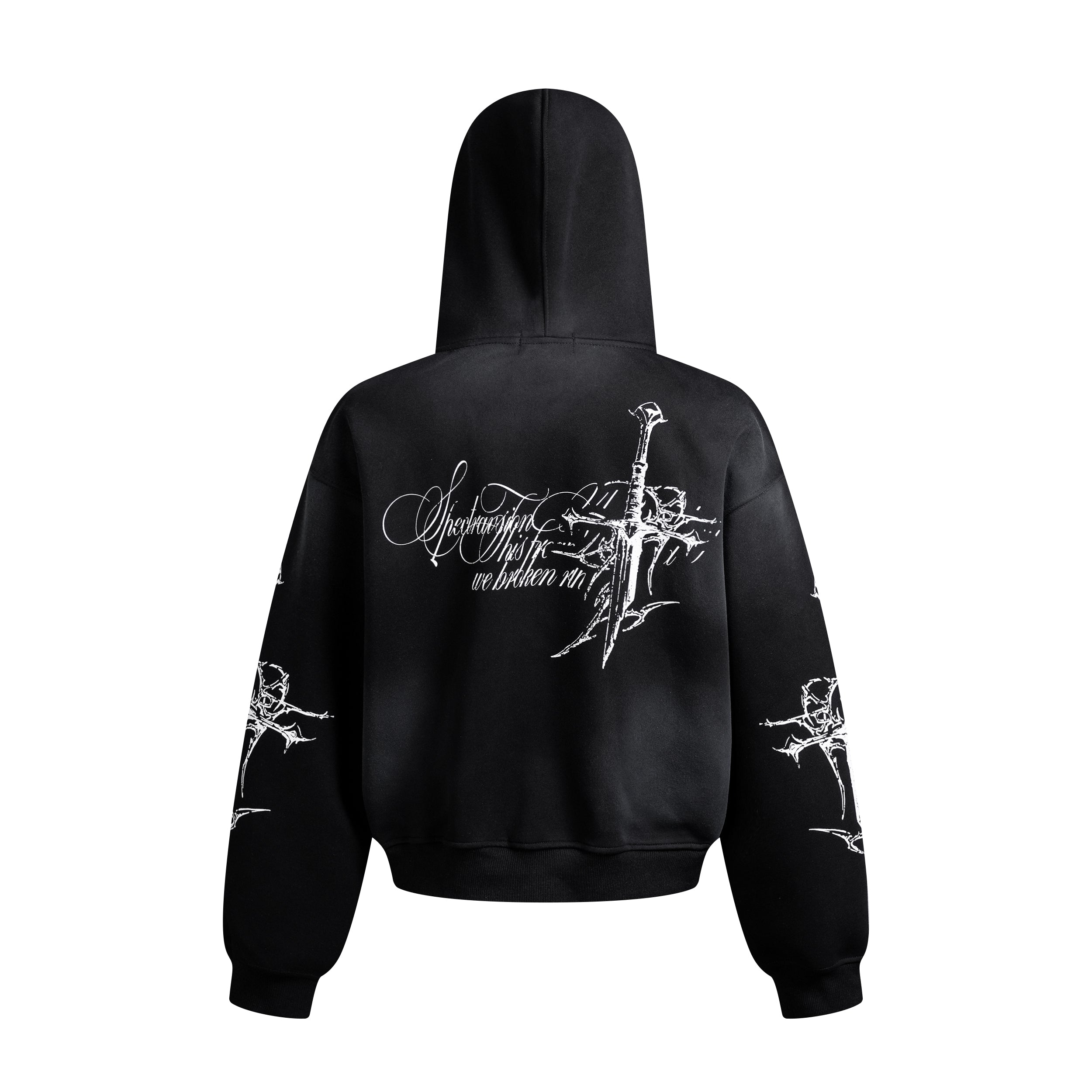 Gothic Cross Zip Hoodie | Oversized Streetwear Hoodie