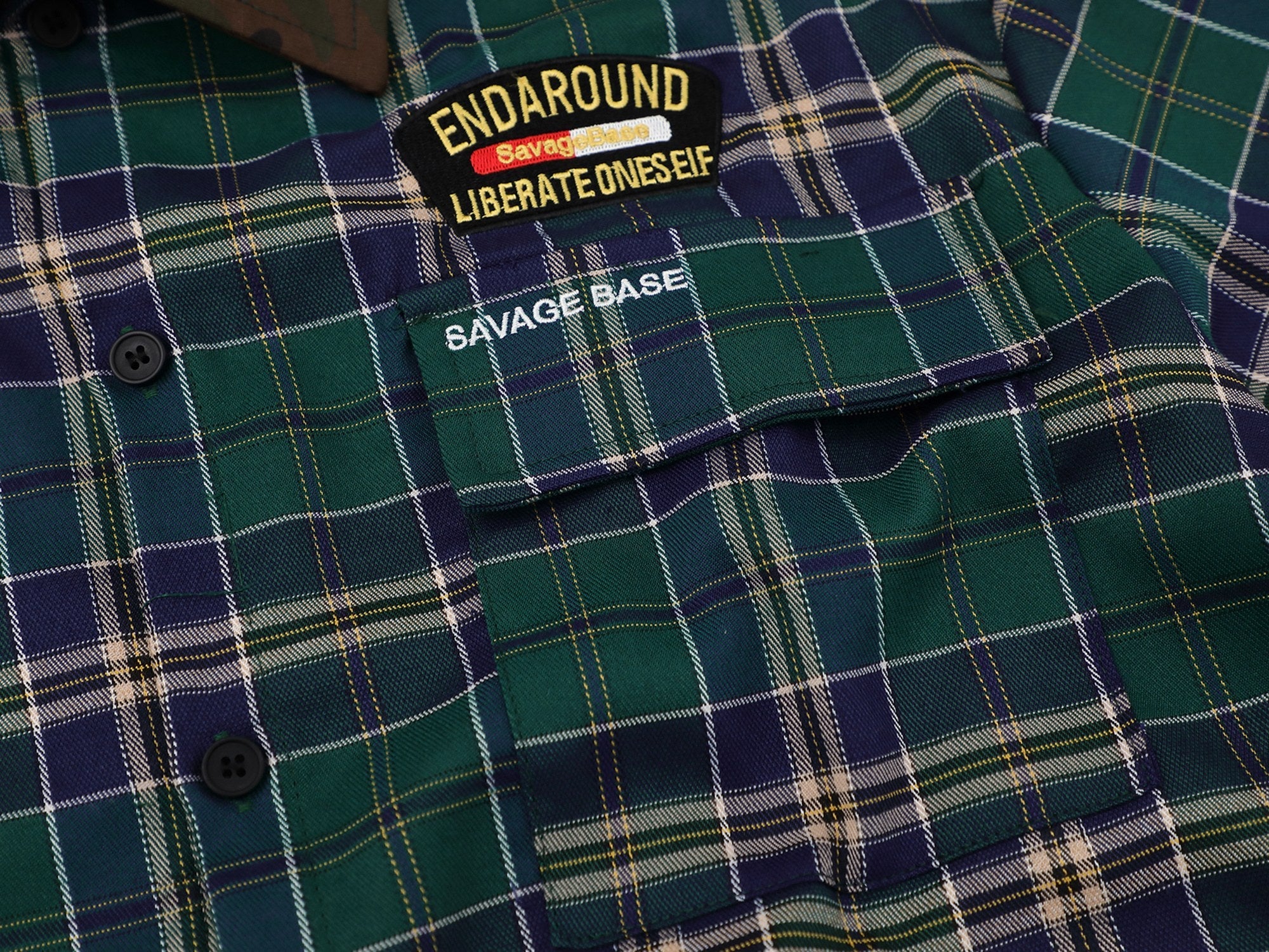 Omirad Savage Base Plaid Shirt | Camo Collar Street Style