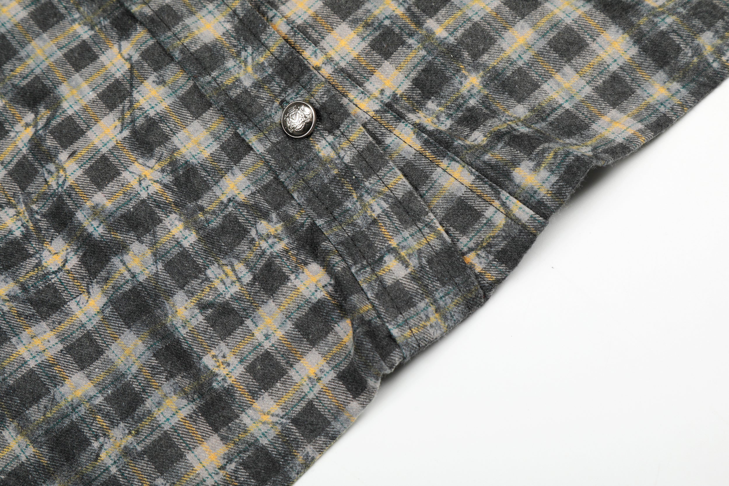 Omirad Vintage Washed Plaid Button-Up Jacket | Cropped Boxy Fit