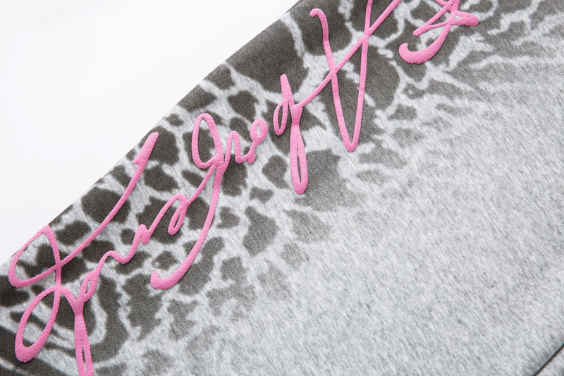 Omirad Leopard Gradient Sweatpants | Grey & Pink Graffiti