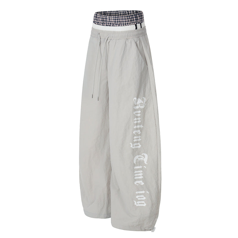 Script Logo Wide-Leg Nylon Pants | Streetwear Joggers
