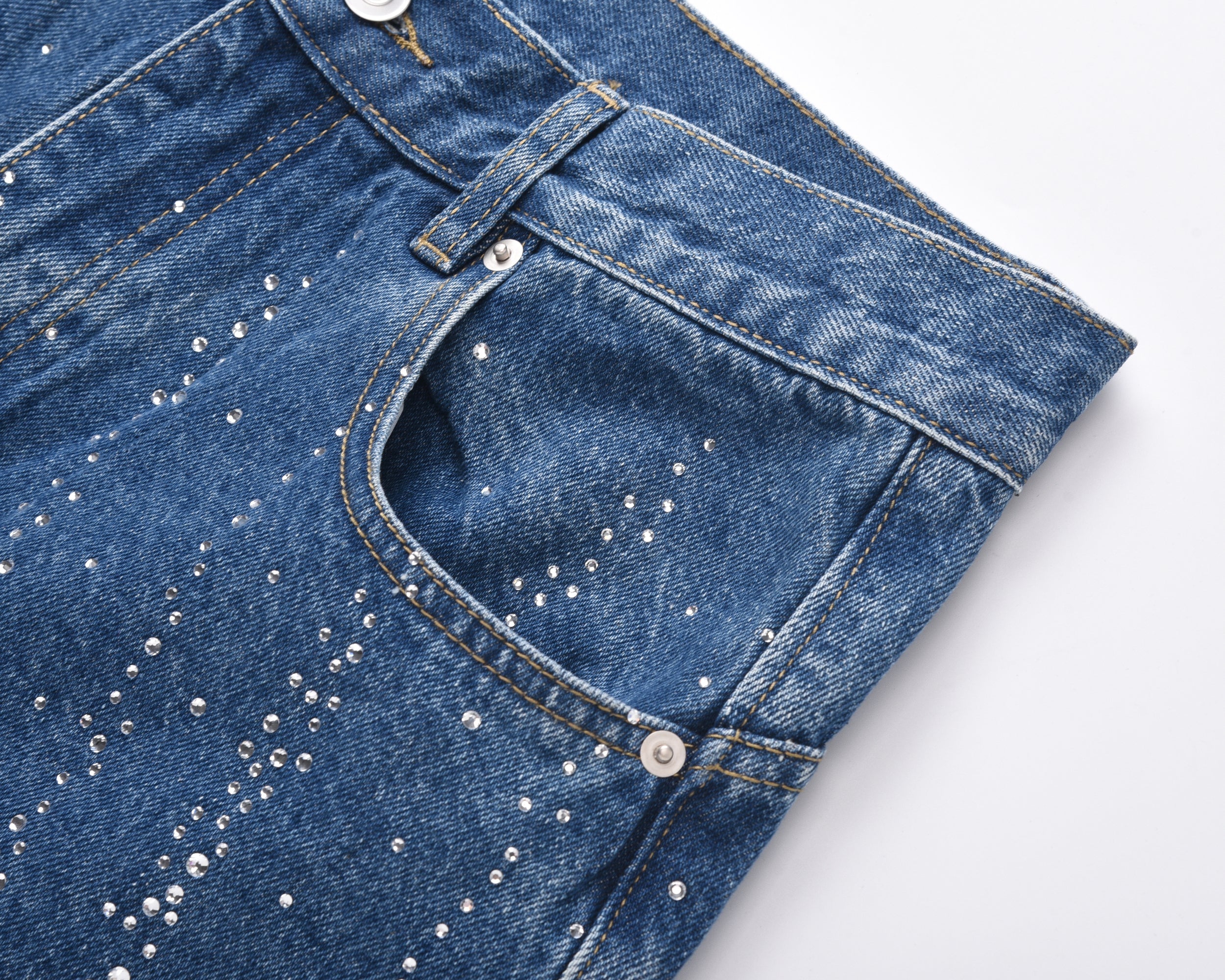 Rhinestone Burst Denim Shorts | Y2K Crystal Embellished