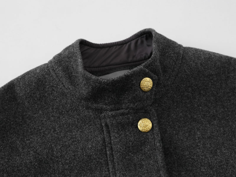 Omirad Utility Bomber Jacket | Gold-Tone Snap Stand Collar