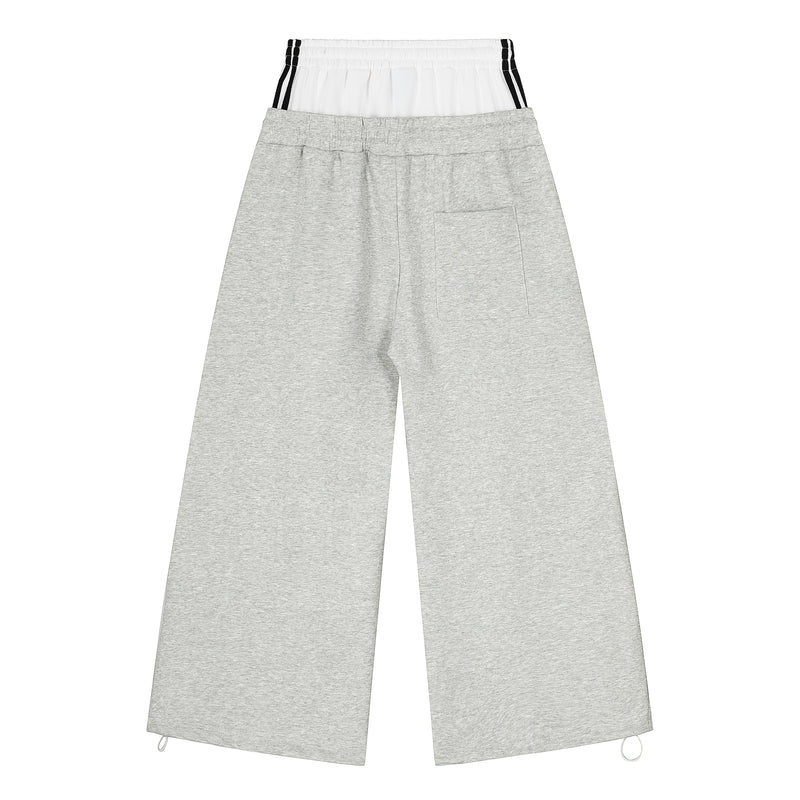 Varsity Patch Wide-Leg Sweatpants | Contrast Double Waist