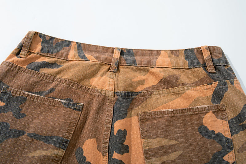 Heavy Tactical Camo Multi-Pocket Wide-Leg Cargo Pants