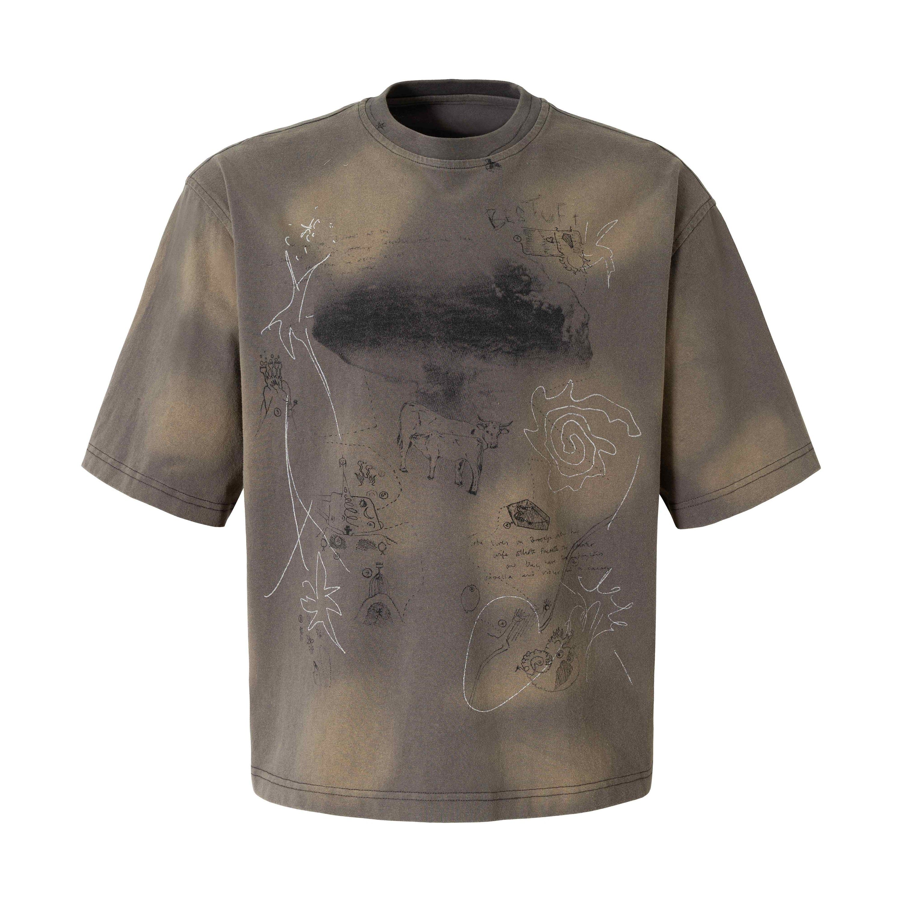 Omirad Abstract Sketch Washed Tee | Vintage Streetwear