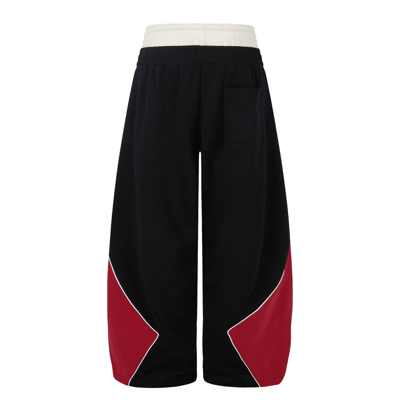 Retro Crest Panel Sweatpants | Oversized Wide Leg Streetwear