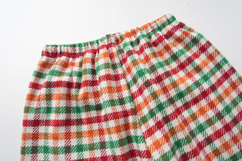 Vintage Plaid Wide-Leg Pants | Retro Multi-Color Check