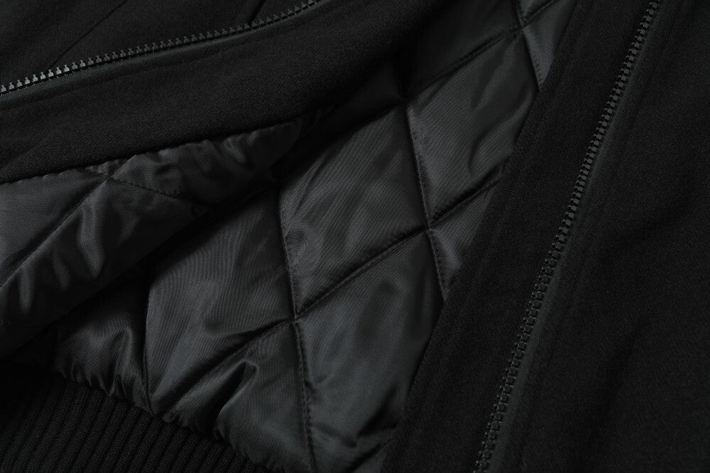 Omirad Minimal Varsity Bomber Jacket | Black Zip-Up