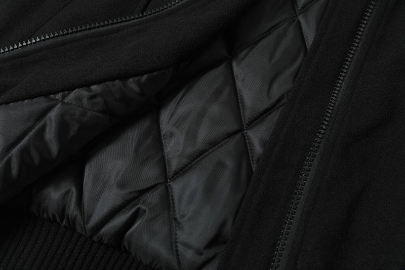 Omirad Minimal Varsity Bomber Jacket | Black Zip-Up
