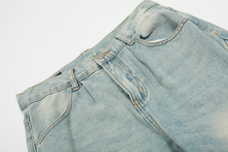 Cloud-Fade Balloon Jeans | Wide-Leg Streetwear Denim