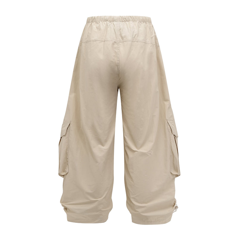 Wide-Leg Utility Cargo Pants | Drawstring Waist & Toggle Hem