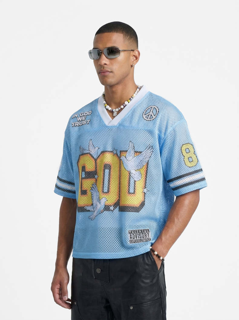 Omirad God We Trust Mesh Jersey T-Shirt | Streetwear