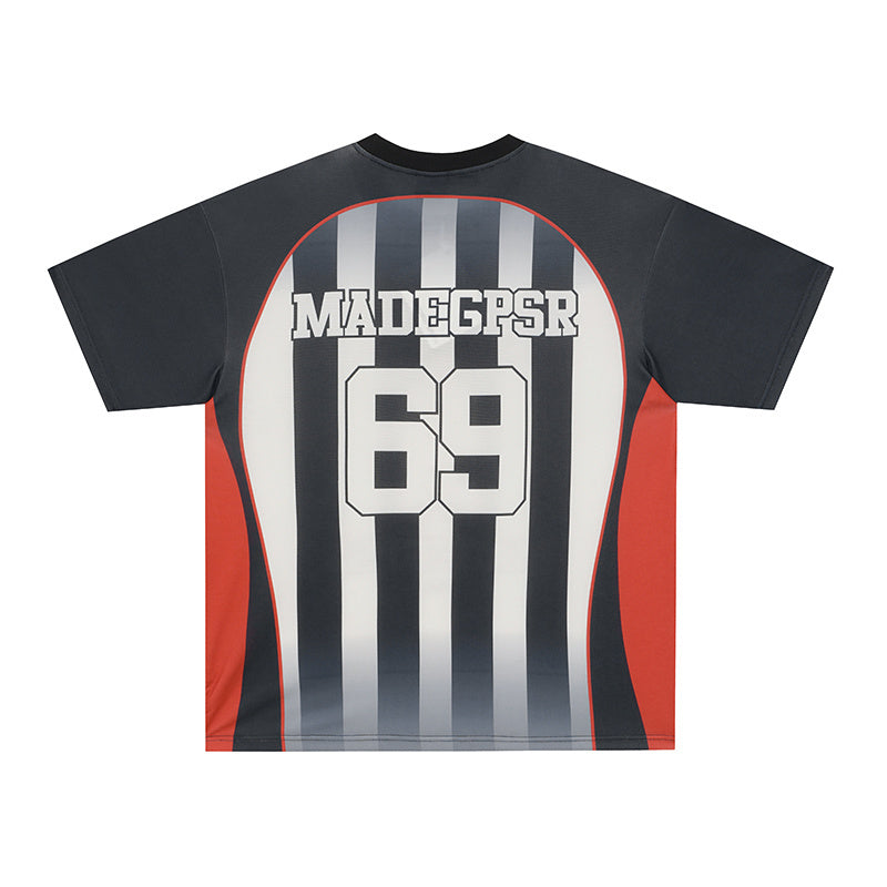 Vertical Stripe Number Performance Jersey | Bold Athletic Tee