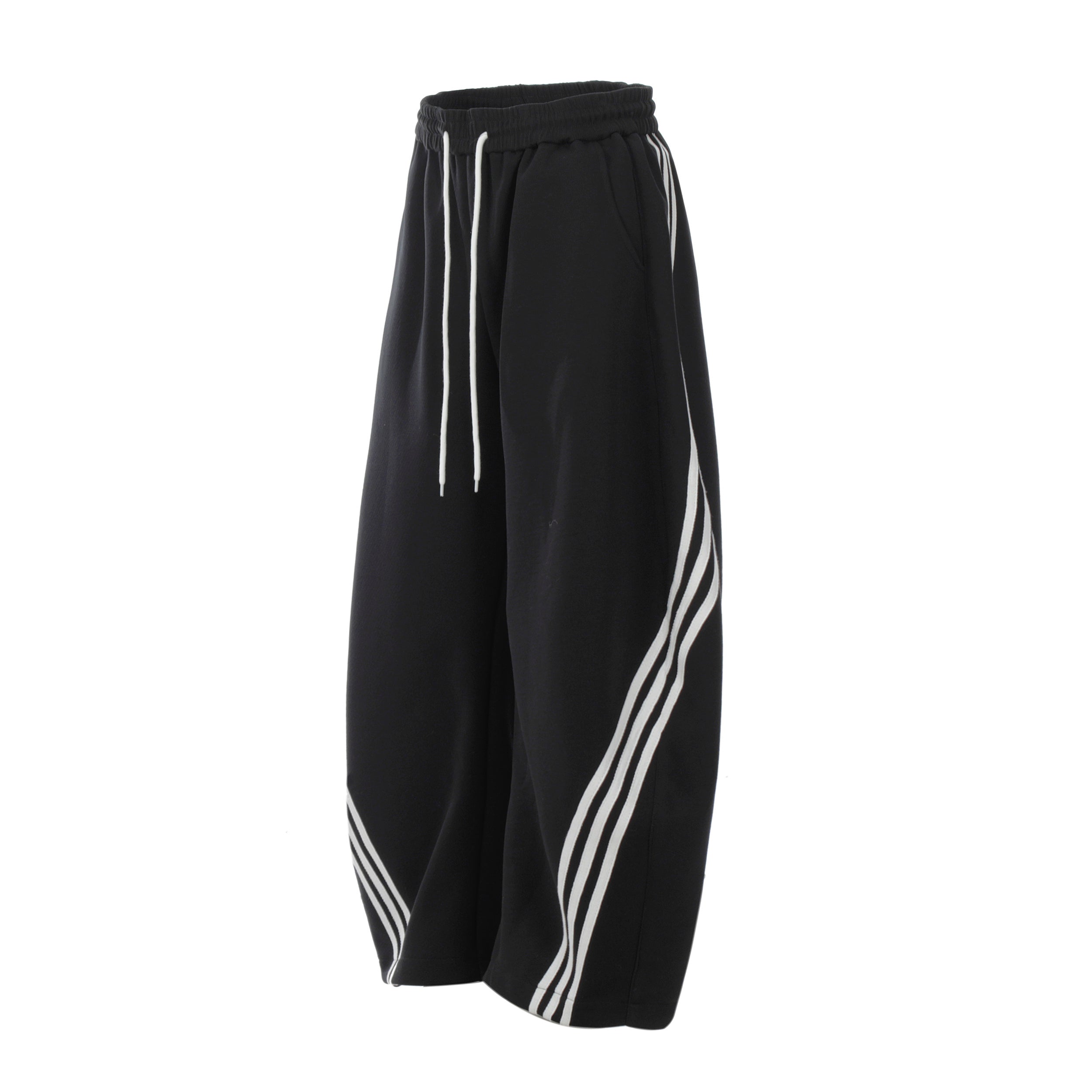 Curved Stripe Wide-Leg Sweatpants | Streetwear Track Pants