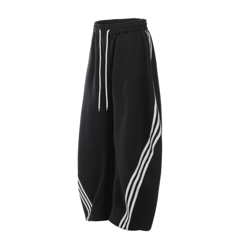 Curved Stripe Wide-Leg Sweatpants | Streetwear Track Pants