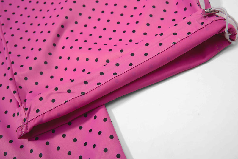 Polka Dot Wide-Leg Track Pants with Side Stripes | SEAKOFF