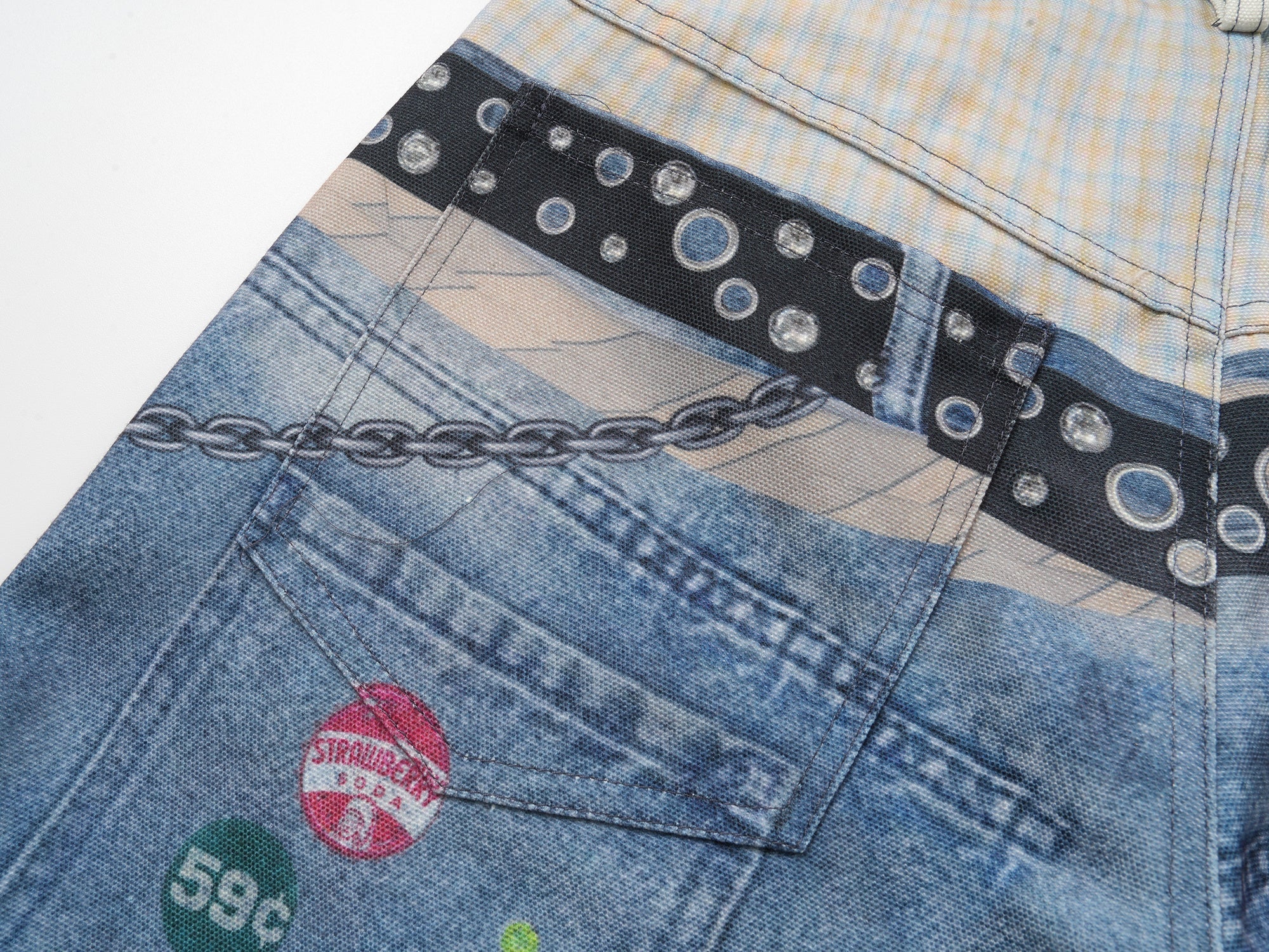 Trompe-L'œil Wide-Leg Denim Print Pants | Y2K Streetwear