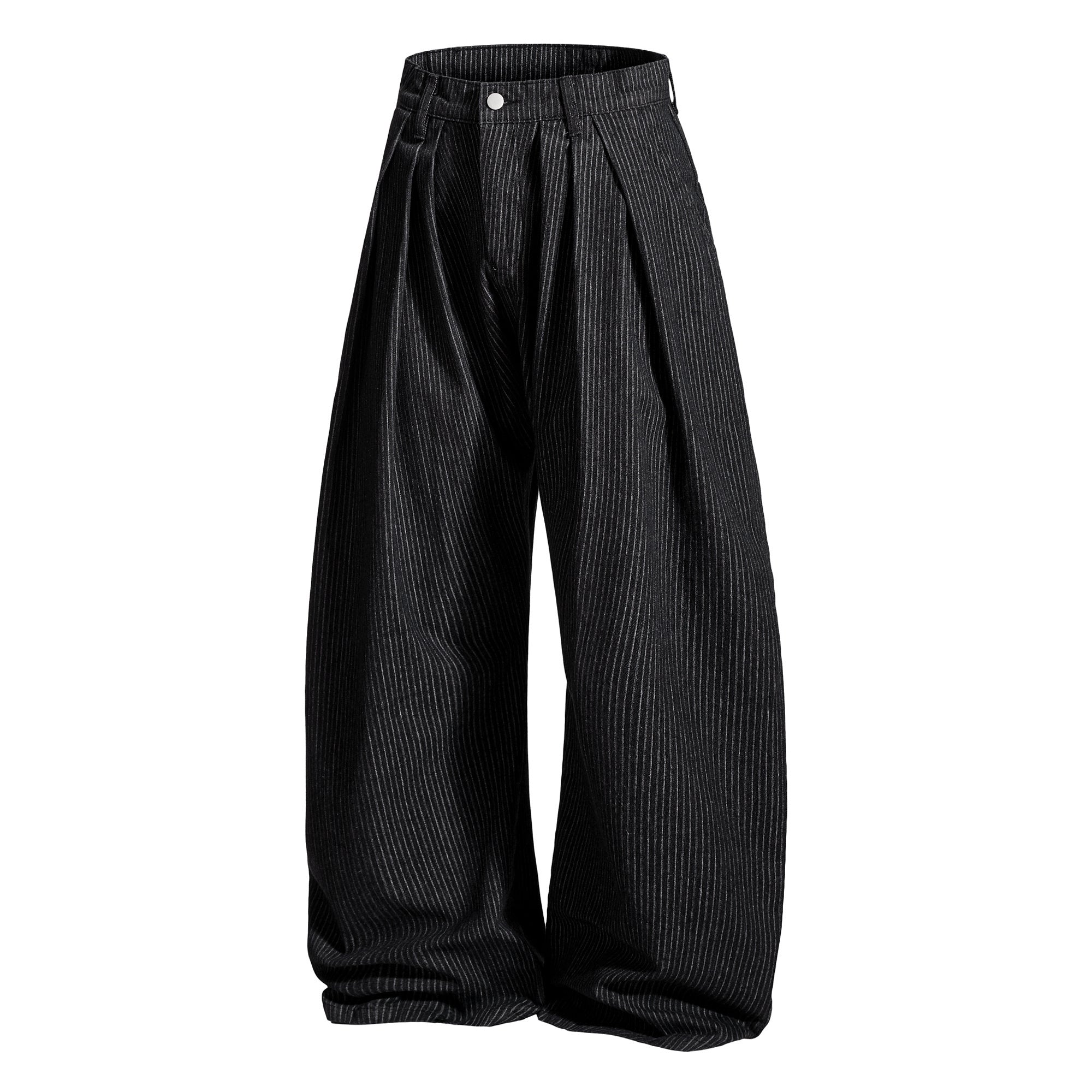 Omirad Pinstripe Barrel Trousers | Wide-Leg Pleated Pants