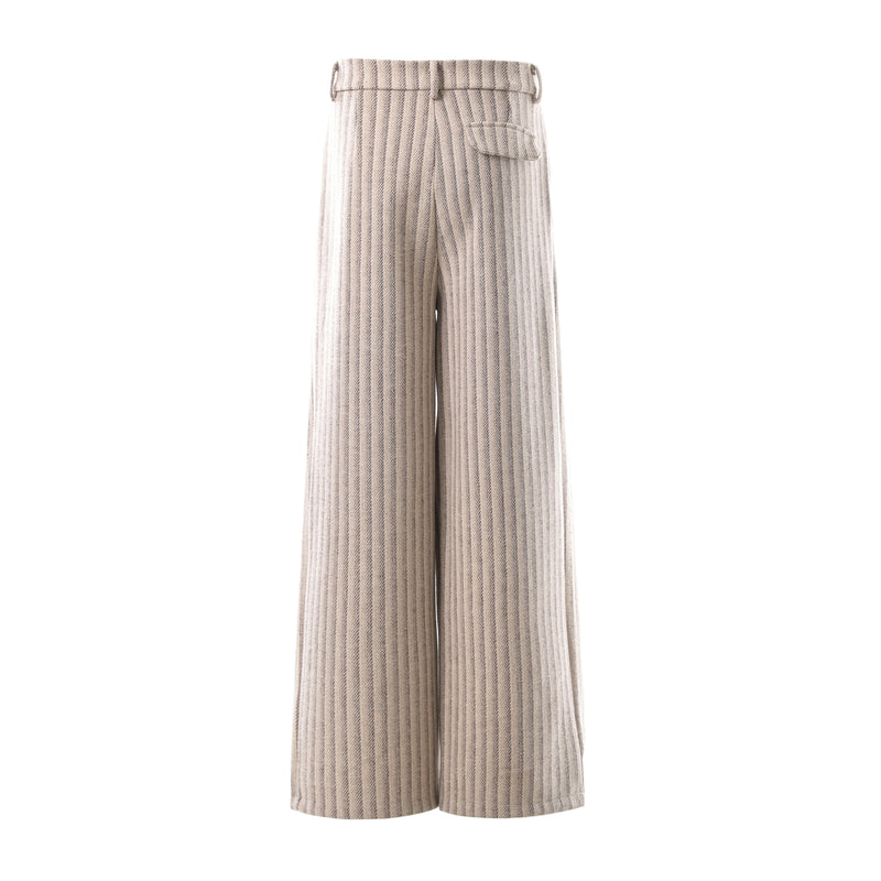 Omirad Pleated Panel Wide-Leg Trousers | Striped Drape Pants