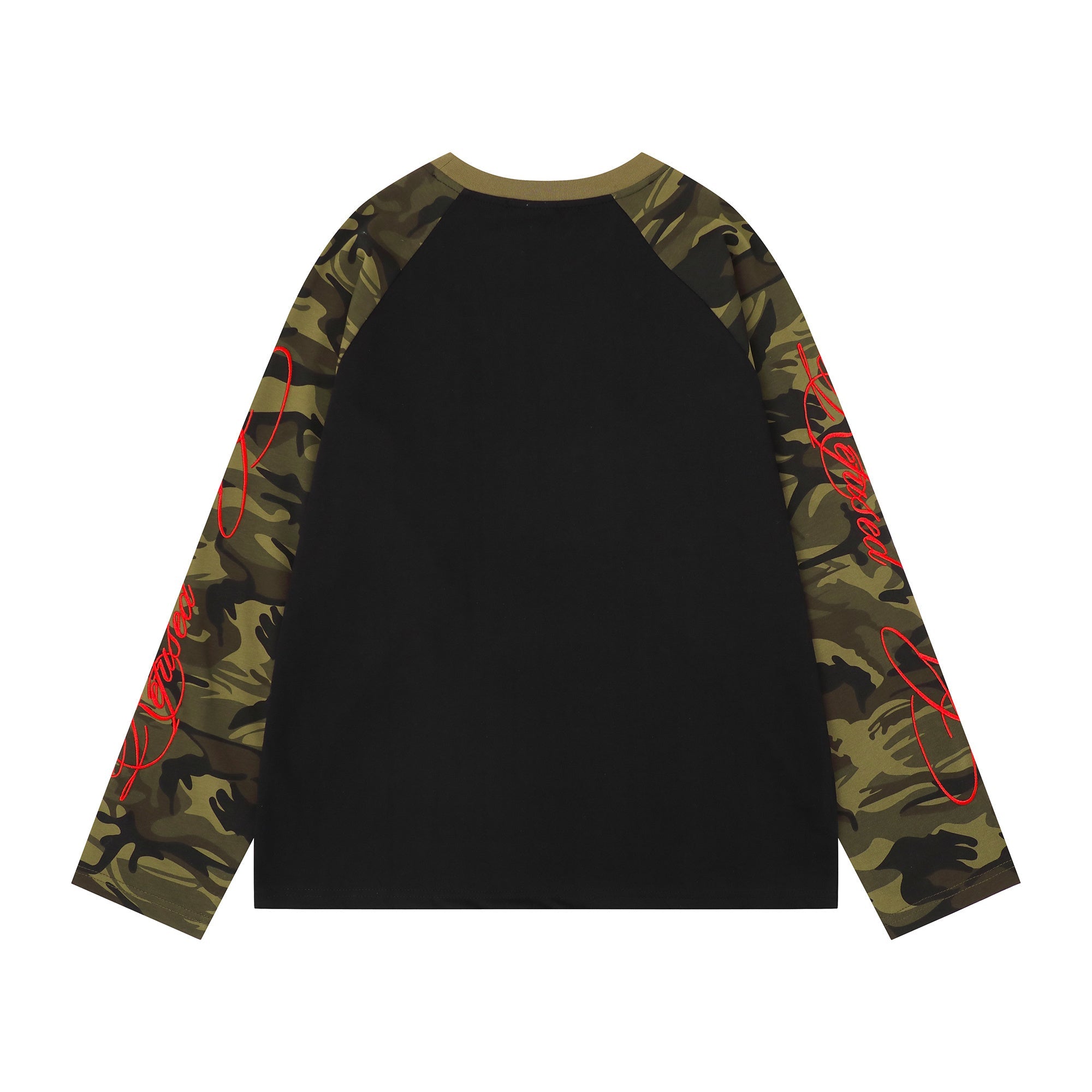 Camo Sleeve Raglan Long Sleeve Tee | Streetwear Cotton