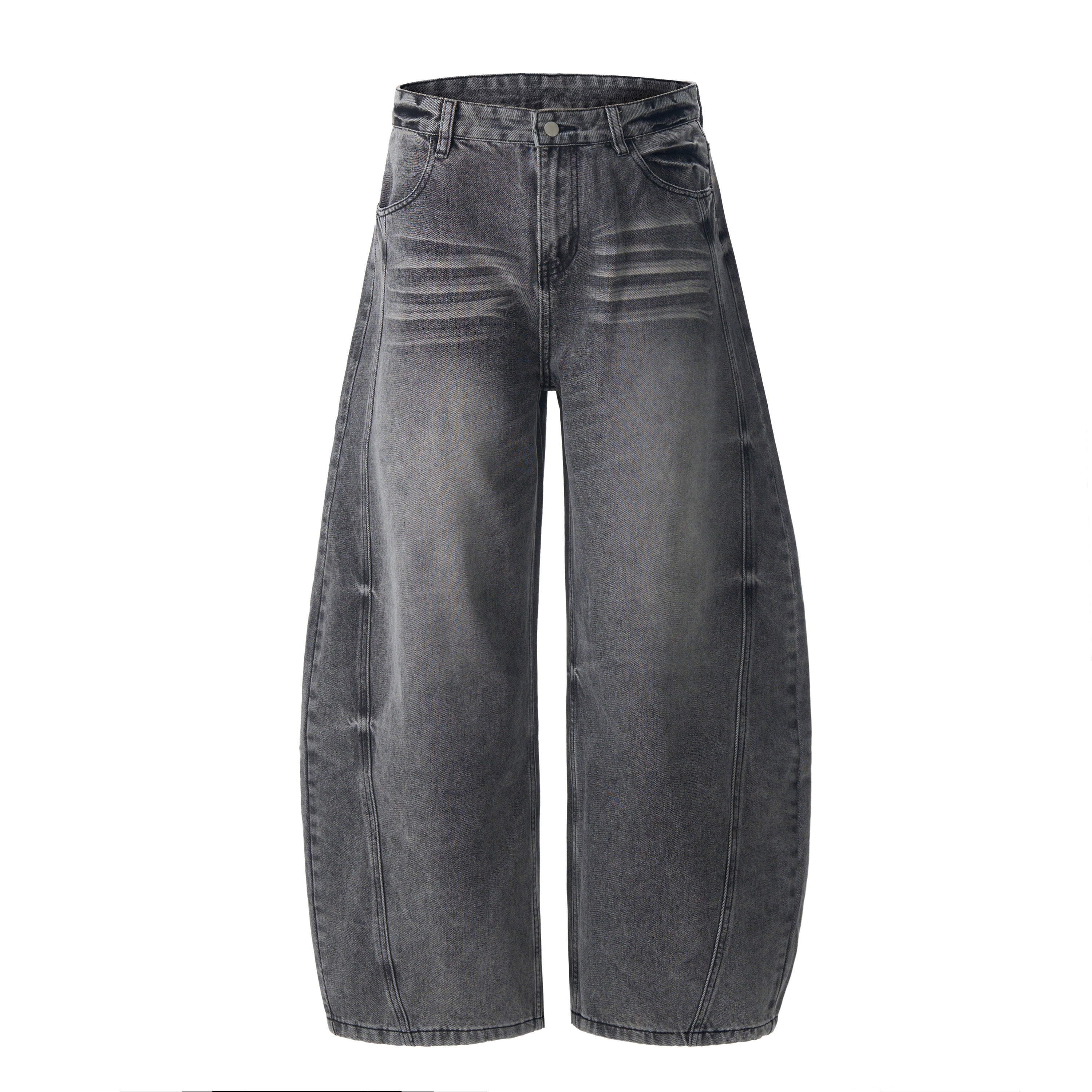 Omirad Washed Barrel-Leg Denim Jeans | Vintage Grey