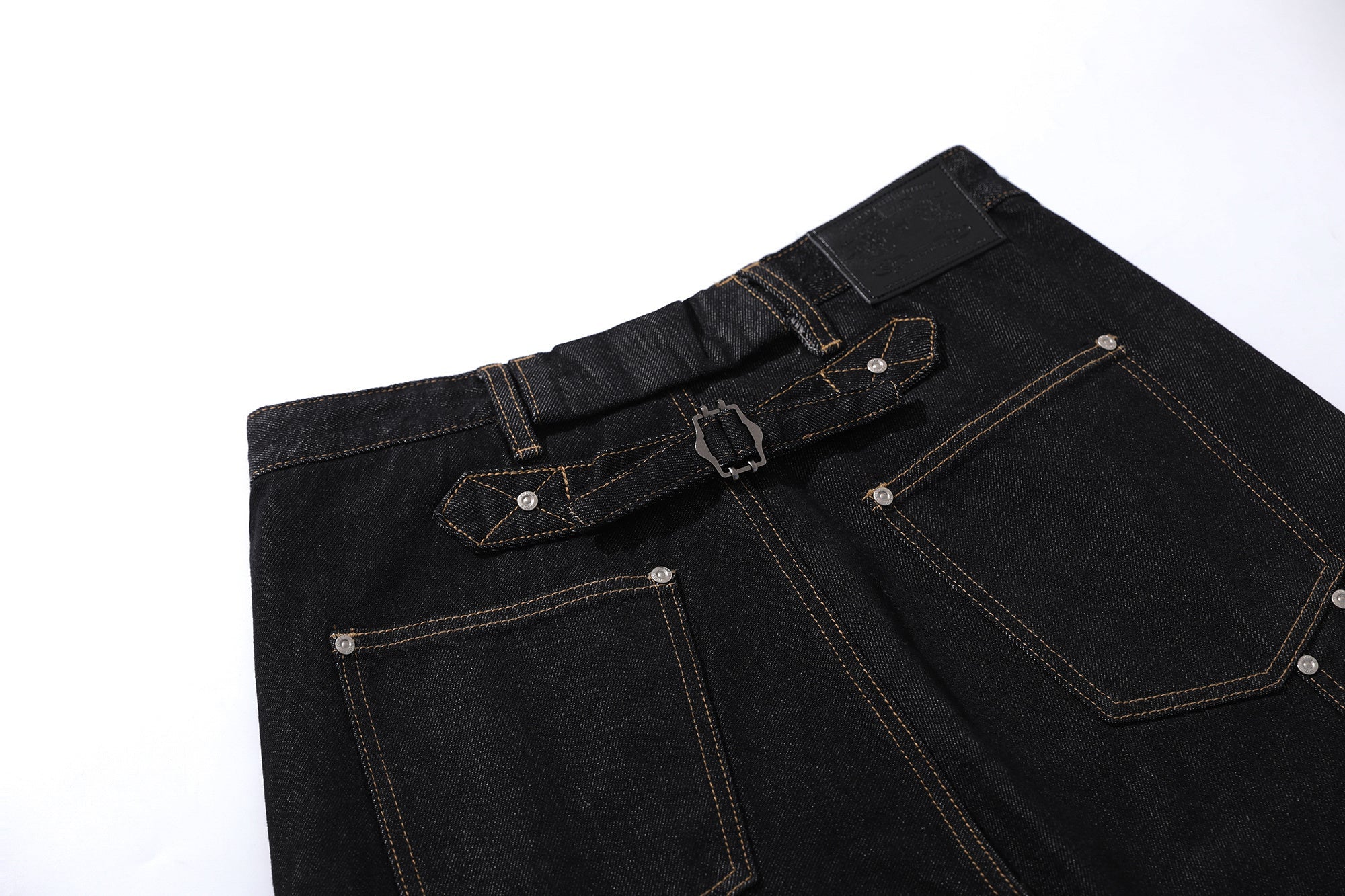 Omirad Multi-Pocket Wide-Leg Cargo Denim Pants | Black